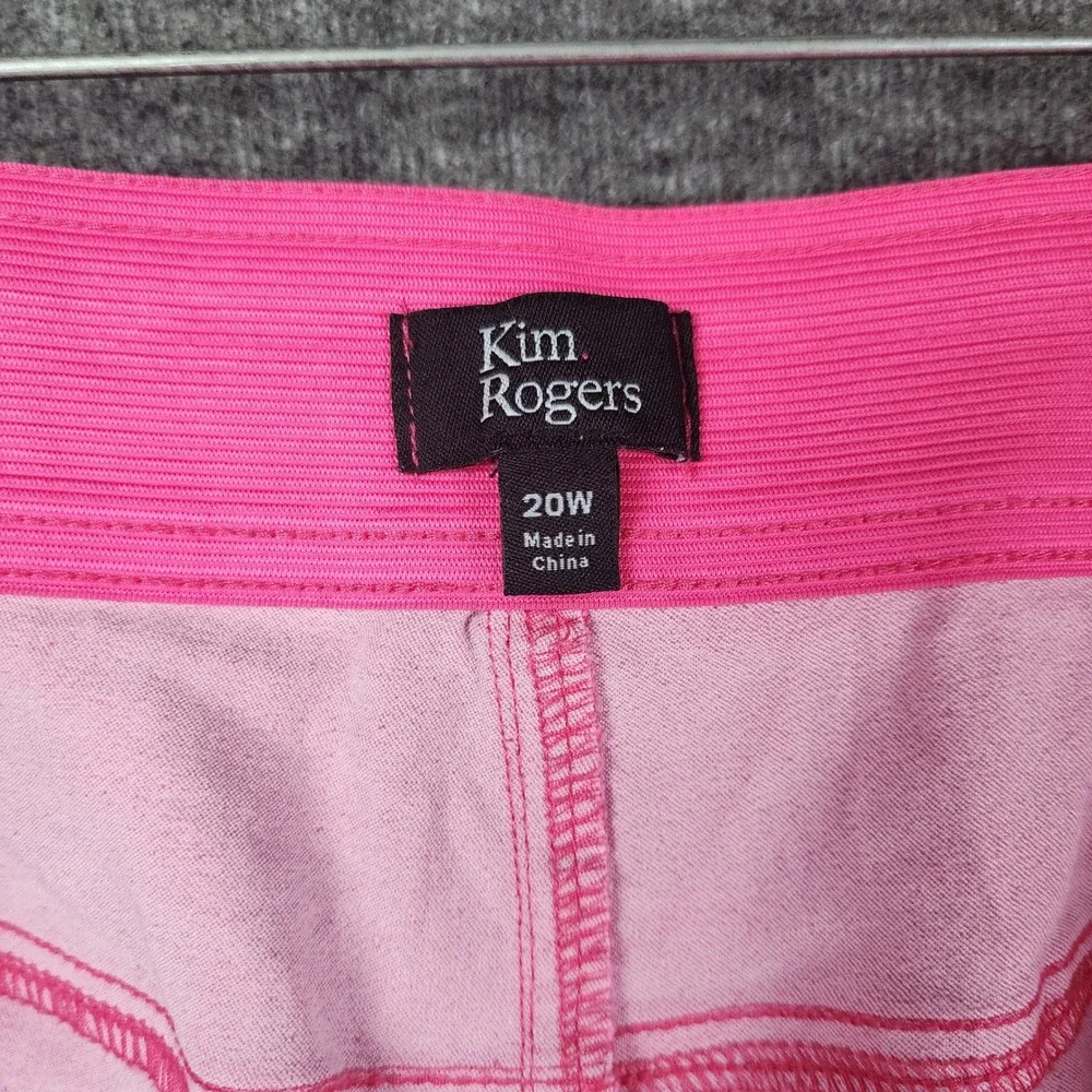Kim Rogers Bermuda Shorts Women 20W Pink Stretch Pull On Denim Casual